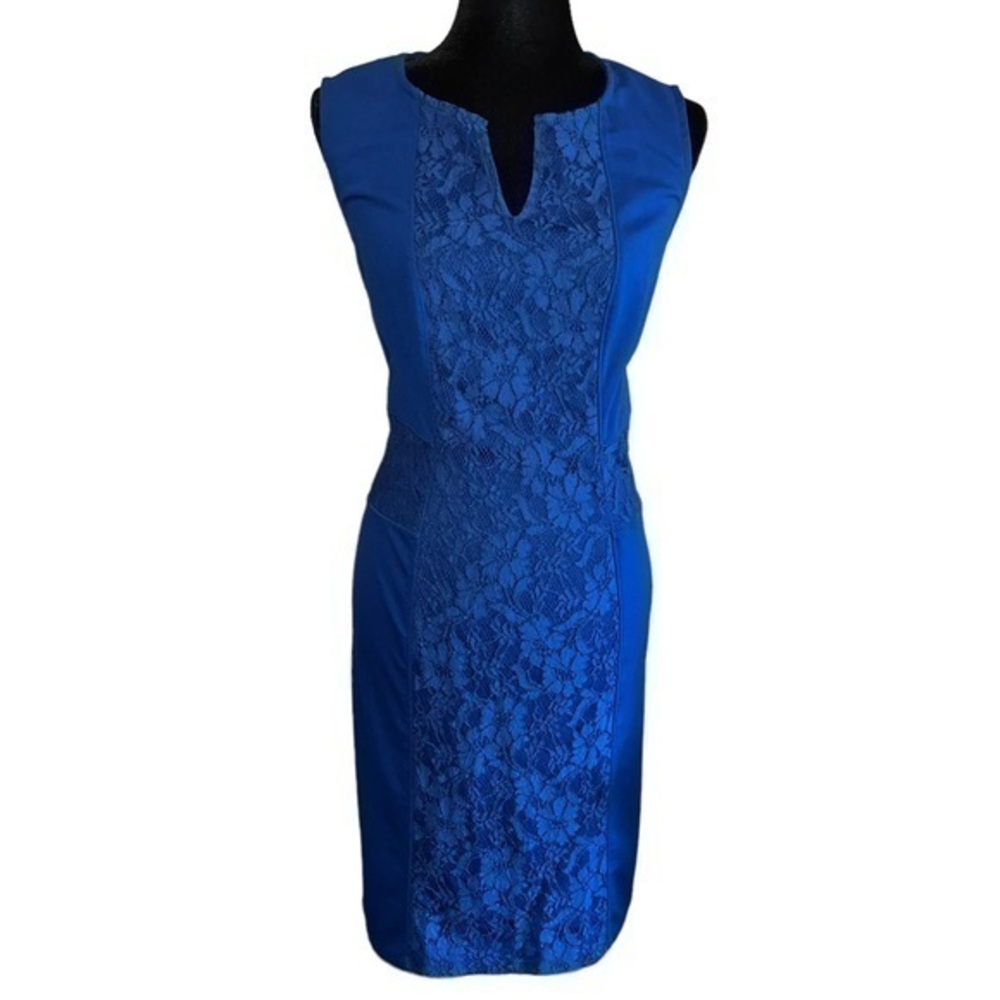 Covington Royal Blue Sleeveless with Lace Detail Mini  Dress Size XL